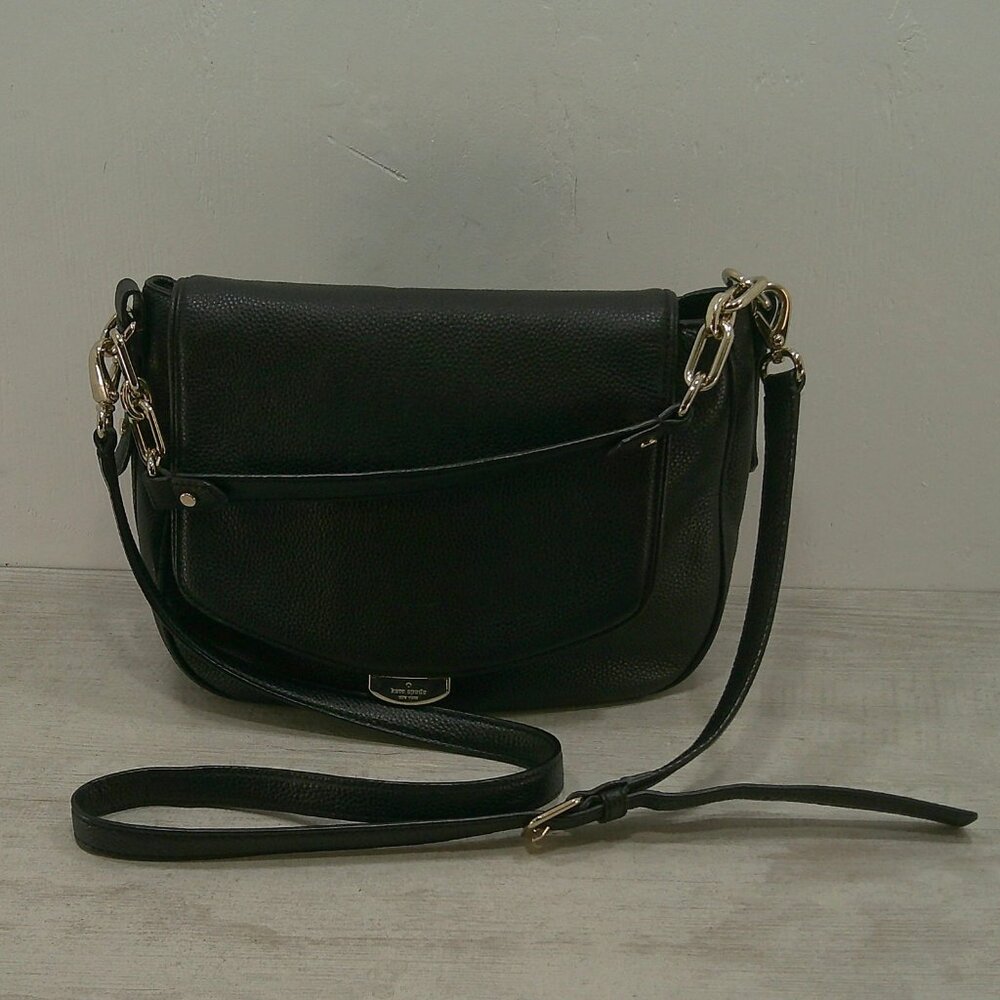 Kate Spade Alecia Mulberry Street Black Pebbled Leather Old Money Crossbody Bag